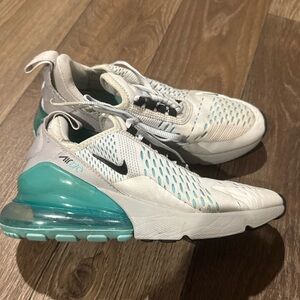 Nike Air Max 270 White and Aqua Sneakers